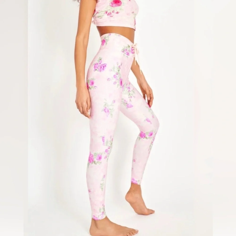 LoveShackFancy Postiana Lace Up Legging in Pink Ivy NWT Size S
